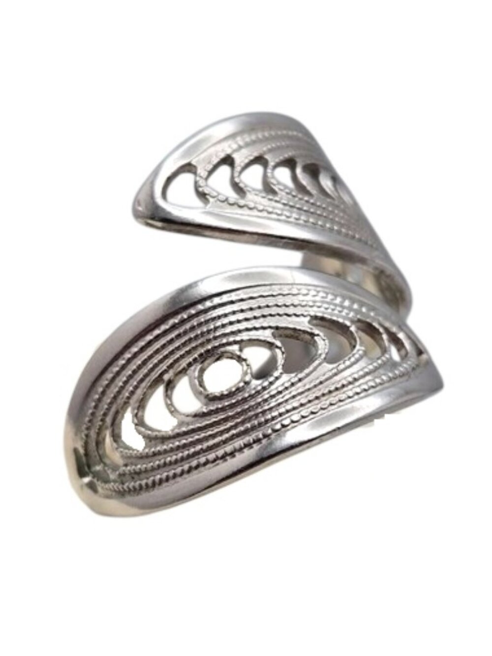 Vintage Sarah Coventry Caress Ring 1980 Filigree Silver Tone Adjustable Size 7.5